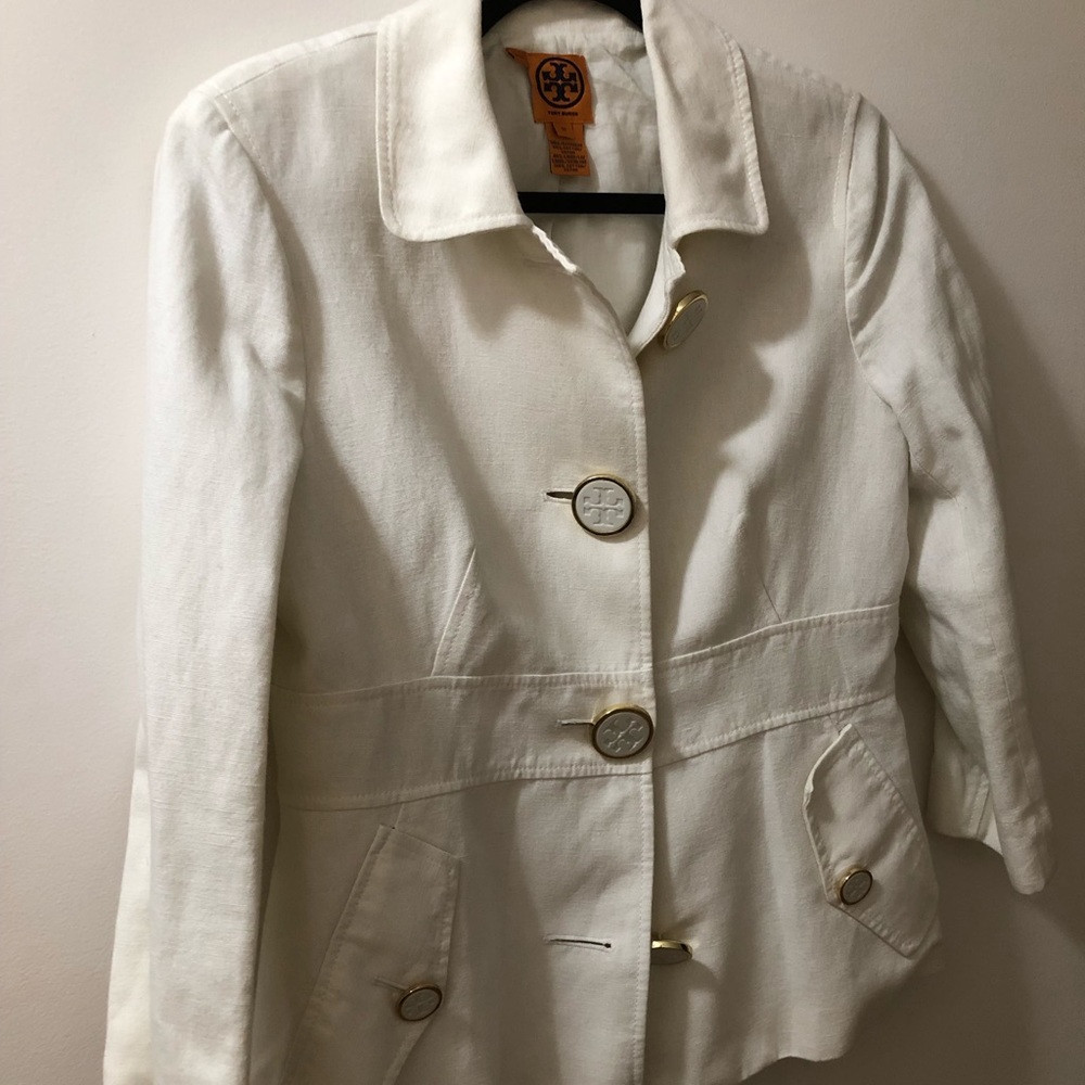 White Tory Burch blazer with gold & white buttons